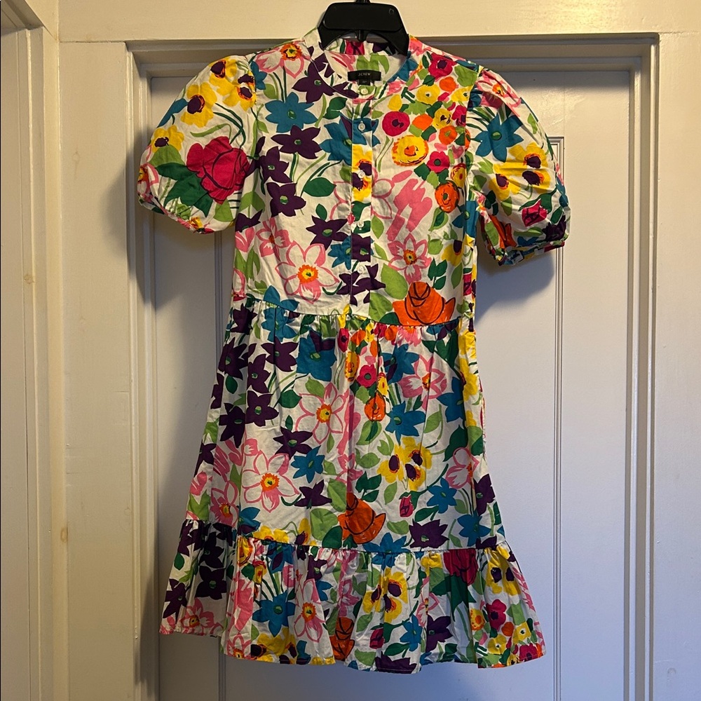 J. Crew Women’s Bright Multicolor Floral Cotton Dress w/ Slip - Size 8P, NWOT